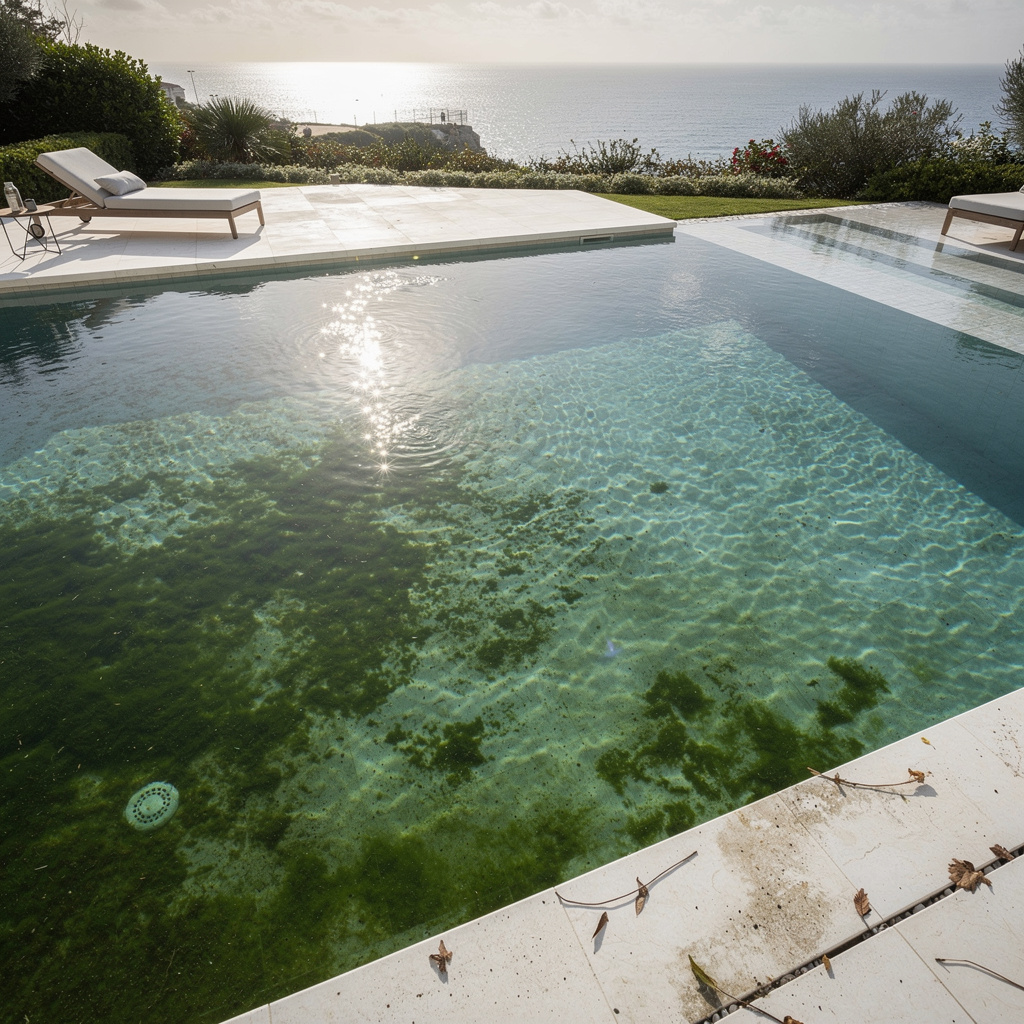 Green algae pool before Pool Masters treatment