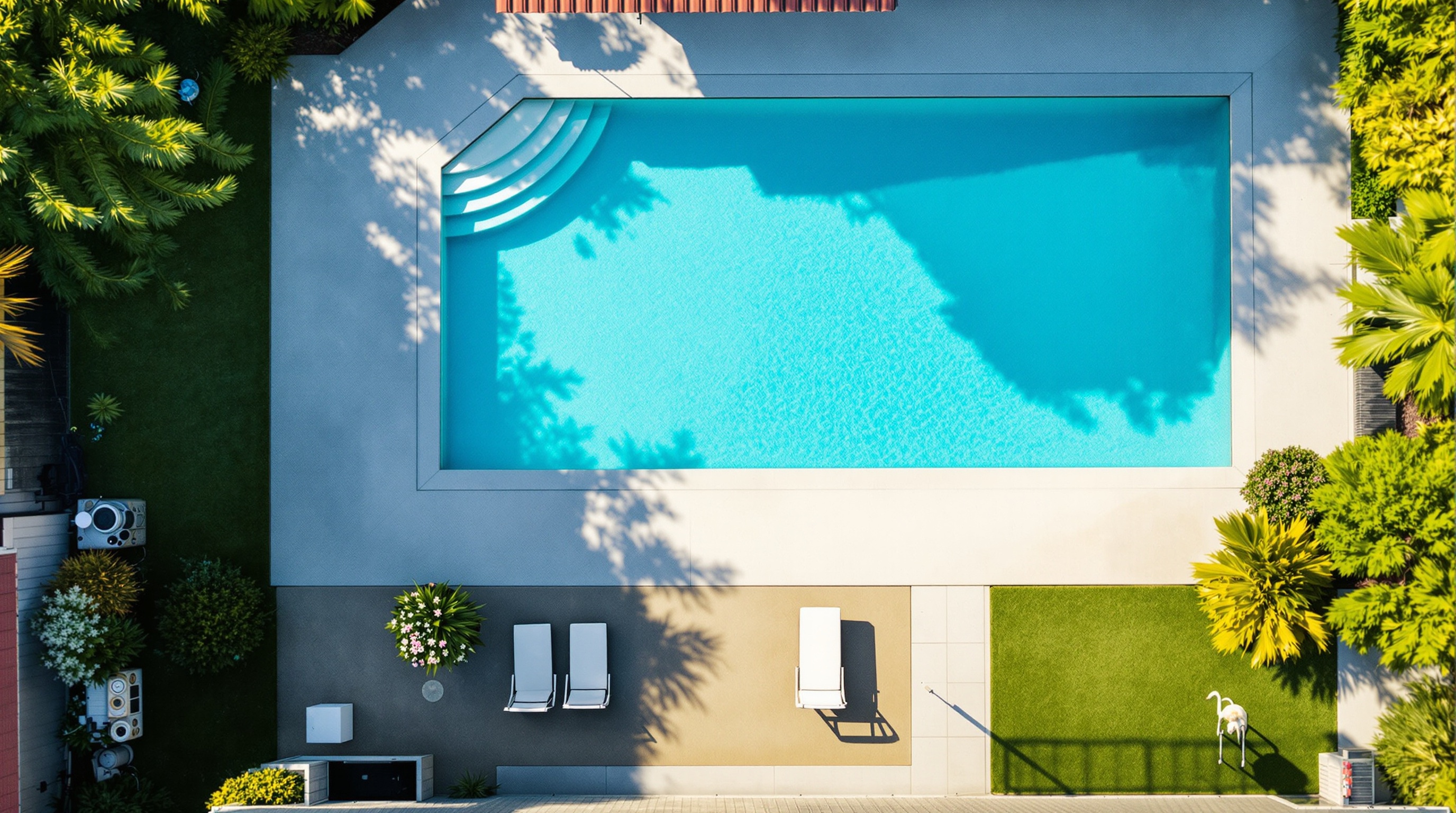 Aerial view of a pristine pool